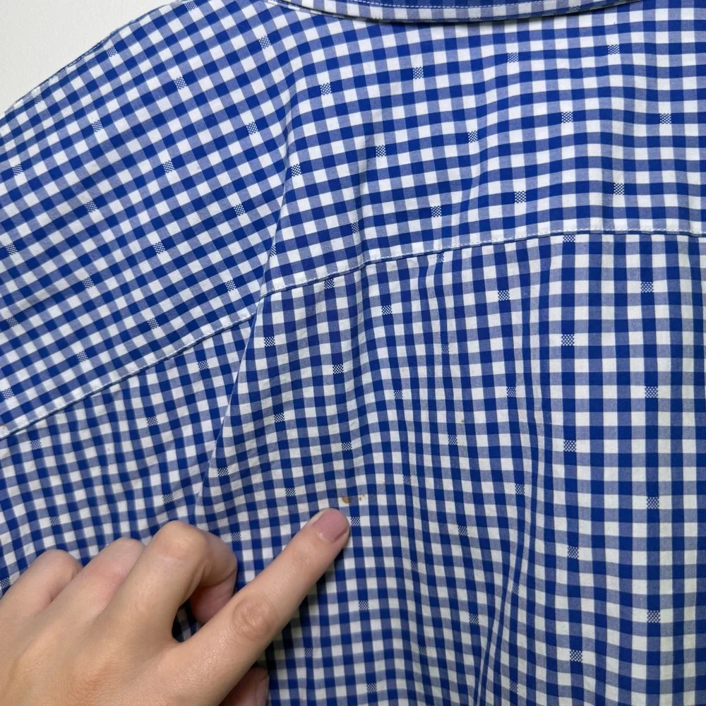 Banana Republic Grant Fit Supima Cotton Blue Gingham Button Down Shirt Size XL